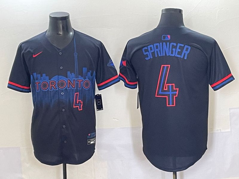Men 2025 Toronto Blue Jays #4 Springer Black Joint Name Nike MLB Jersey style 14